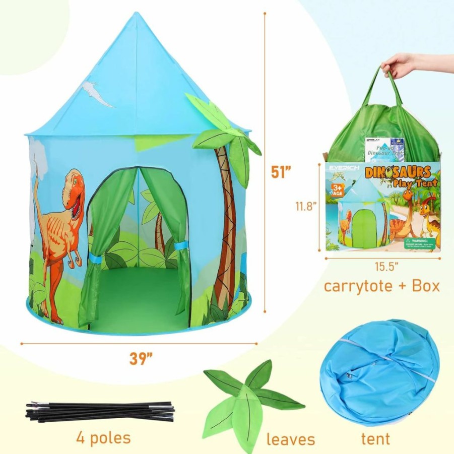 EVERICH TOY | Everich Toy Kids Play Tent For Boys And Girls Kids Tent With Dinosaur Kids Playhouse Indoor And Outdoor Easy To Assemble Green Tents For Children'S House