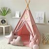 RONGFA | Rongfa Play Tent Teepee Tent For Kids With Mat Cotton Canvas Playhouse, Portable Children Play Tent Indoor Outdoor(Pink)