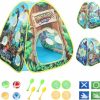 plzzree | Dinosaur Kids Play Tent Indoor: Boys & Girls Playhouse Pop Up Tents Indoor Outdoor - 4In1 Dinosaur Tent With Velcro Dart Board & Bean Bag Toss Games