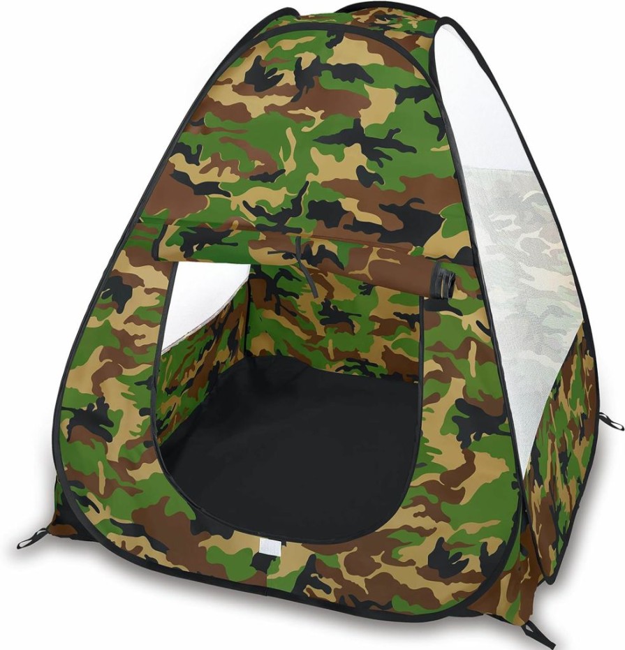 Liberty Imports | Military Pop Up Play Tent - Collapsible Army Indoor Outdoor Camouflage Playhouse Hunting Toy For Kids