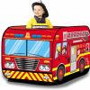 Liberty Imports | Pop Up Play Tent For Kids - My First Foldable Indoor & Outdoor Playhouse Vehicle Toys For Toddlers, Boys And Girls (Fire Truck)