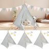 Berlune | Berlune Teepee Tents For Kids Cotton Canvas Play Tents With 10Ft Led String Lights Indoor Outdoor Teepee Play Tents Kids Tipi Tents For Girls Boys Party Favor(Black And White,Ridge)