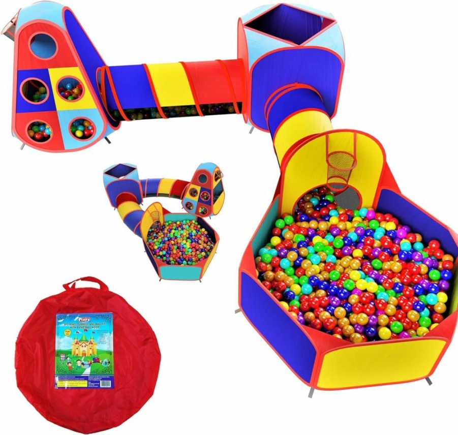 Playz | Playz 6Ft. Kids Playhouse Jungle Gym Tunnel Play Center For Boys, Girls, Baby, Toddlers W/Travel Zipper Storage Bag