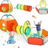 Moncoland | Kids Play Tent With Ball Pit+Crawl Tunnel+Castle Tent, Pop Up Toddlers Playhouse For Boys And Girls Gift, Collapsible Children Play Tent Toy Indoor And Outdoor Games (Kids Tent And Tunnel)