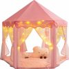 KIXINWA | Kixinwa Pink Princess Tent For Girls, Kids Play Tent With Led Small Star Lights, Castle Playhouse Tent For Children Toddlers Indoor Outdoor Games, 55 53 Inches