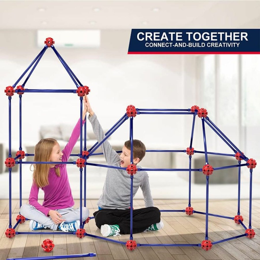 OleFun | Olefun Fort Building Kit For Kids 4,5,6,7,8+Year Old Boys & Girls, 140 Pcs, Creative Stem Building Toys For Diy Castles, Tunnels, Play Tent, Ideal Gift For Aged 5-8