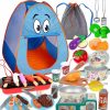 kidzkube | Kids Camping Set With Tent, Camping Gear Toys For Kids With Tinplate Play Pots And Pans, Bbq Grill Toys, Play Food, Kids Play Tent Indoor Outdoor Camping Toys For Toddler Boys Girls