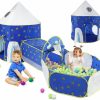 LOJETON | Lojeton 2Pc Space Ship Kids Play Tent, Crawl Tunnel, Ball Pit For Toddlers, Indoor & Outdoor Playhouse Castle Toys, Baby Boys Girls Gift For 3 4 5 6 7 Years Old (Balls Not Included)