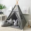 RONGFA | Rongfa Play Tent Teepee Tent For Kids With Mat Cotton Canvas Playhouse, Portable Children Play Tent Indoor Outdoor(Grey)