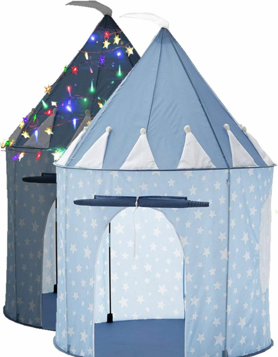 LimitlessFunN | Limitlessfunn Kids Play Tent Bonus Star Lights & Carrying Case [ Pop Up Portable Glow In The Dark Stars Blue ] Children Castle Playhouse For Girls & Boys, Indoor & Outdoor