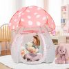 ENCHEAR | Enchear Kid Play Tent Pop Up Tent Indoor Outdoor Large Space Playhouse For Boys And Girls Foldable Unique Mushroom Tent Patented(37In*54In, Pink Mushroom)