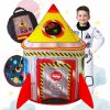 Playz | Playz 5-In-1 Rocket Ship Play Tent For Kids With Dart Board, Tic Tac Toe, Maze Game, & Immersive Floor - Indoor & Outdoor Popup Playhouse Set For Toddler, Baby, & Children Birthday Gifts