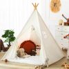 MAAZO | Teepee Tent For Kids Indoor Tents With Mat, Inner Pocket, Lights Strip,Foldable Play Tent Canvas Tipi Childrens Tents For Girls & Boys (White)