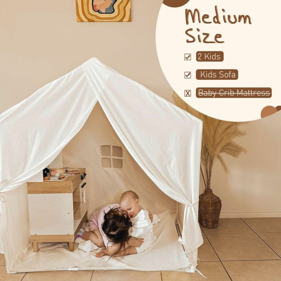 little dove | Medium Kids Tent, Kids Playhouse With Banner, Light And Floor Piece, Tent For Kids Reading Nook, Play Tent, Easy To Assemble And Wash, Indoor And Outdoor, Boho Tent, 45X31X45