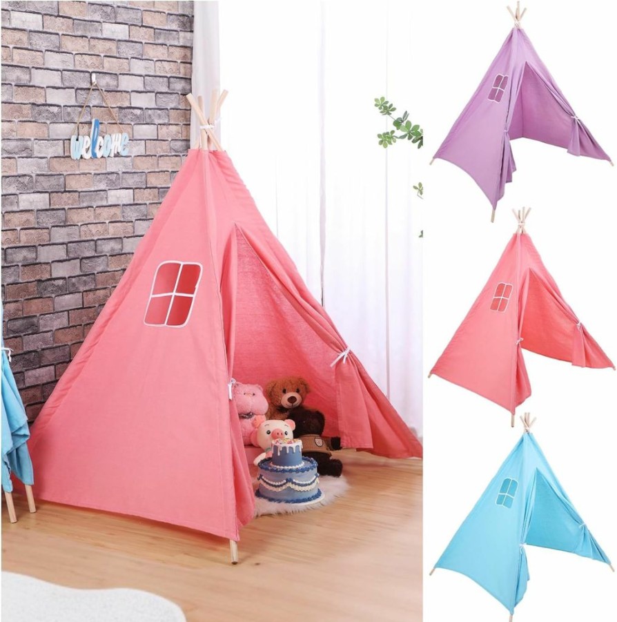 Windyun | Windyun 3 Pcs Kids Teepee Tent Foldable Toddler Tent Washable Teepee Tent For Kids Indoor Tent Outdoor Tent For Boys Girls Boho Sleepovers Birthday Pajama Party Spa Party Supplies (Colorful,Classic)