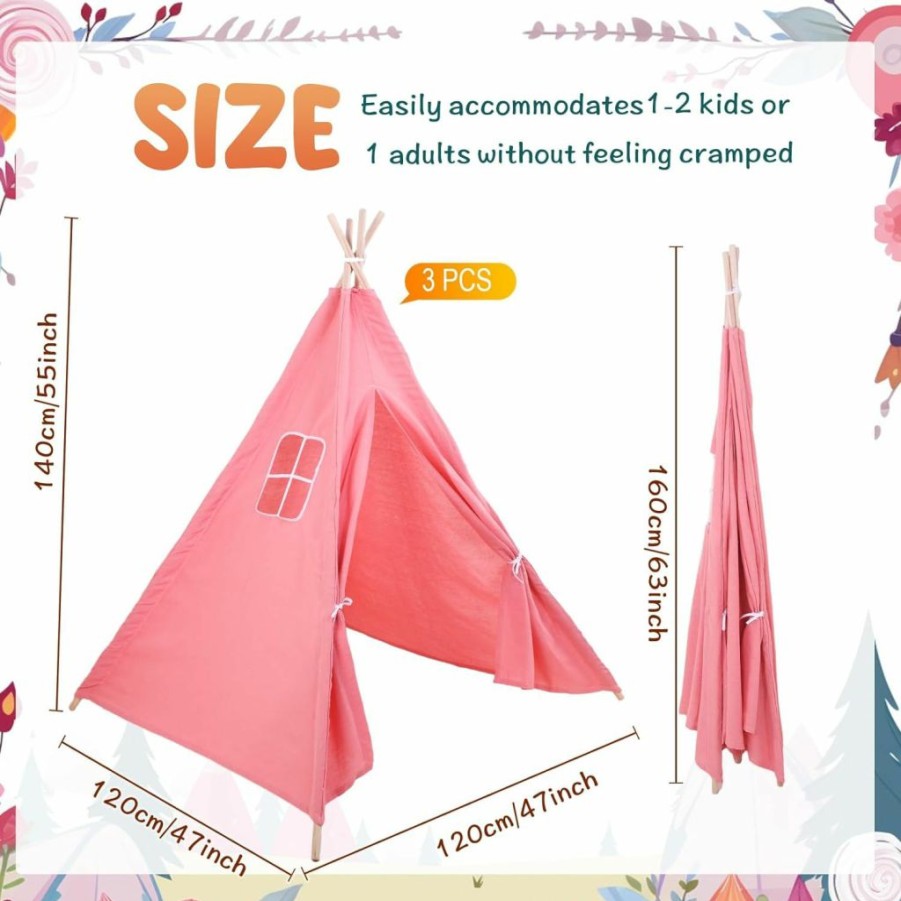 Windyun | Windyun 3 Pcs Kids Teepee Tent Foldable Toddler Tent Washable Teepee Tent For Kids Indoor Tent Outdoor Tent For Boys Girls Boho Sleepovers Birthday Pajama Party Spa Party Supplies (Colorful,Classic)