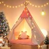 besrey | Besrey Teepee Tent, Kids Play Tent With String Lights And Banner, Teepee Tent For Kids, Toddler Indoor Outdoor Playhouse, Large Teepee For Boys And Girls, Perfect Kid'S Gift