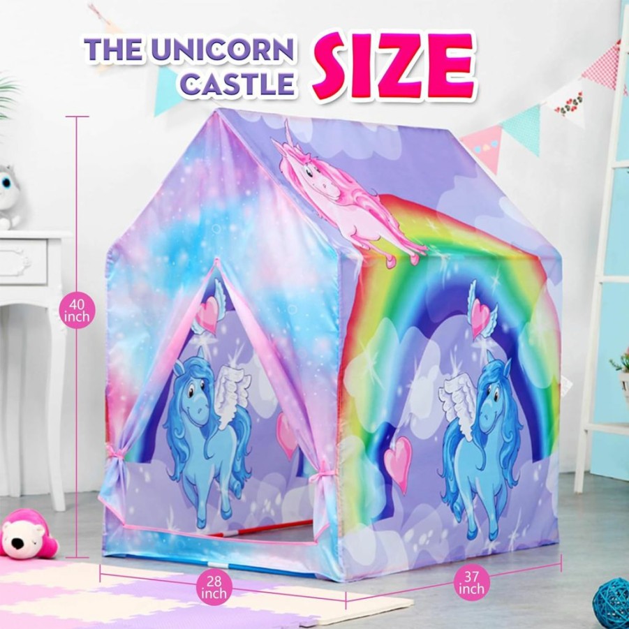 PLAY 10 | Play 10 Unicorn Play Tent Kids Tent Girls & Boys, Princess Castle Tent Pretend Playhouse For Children Indoor And Outdoor Fun, Foldable Playhouse Toy Gift