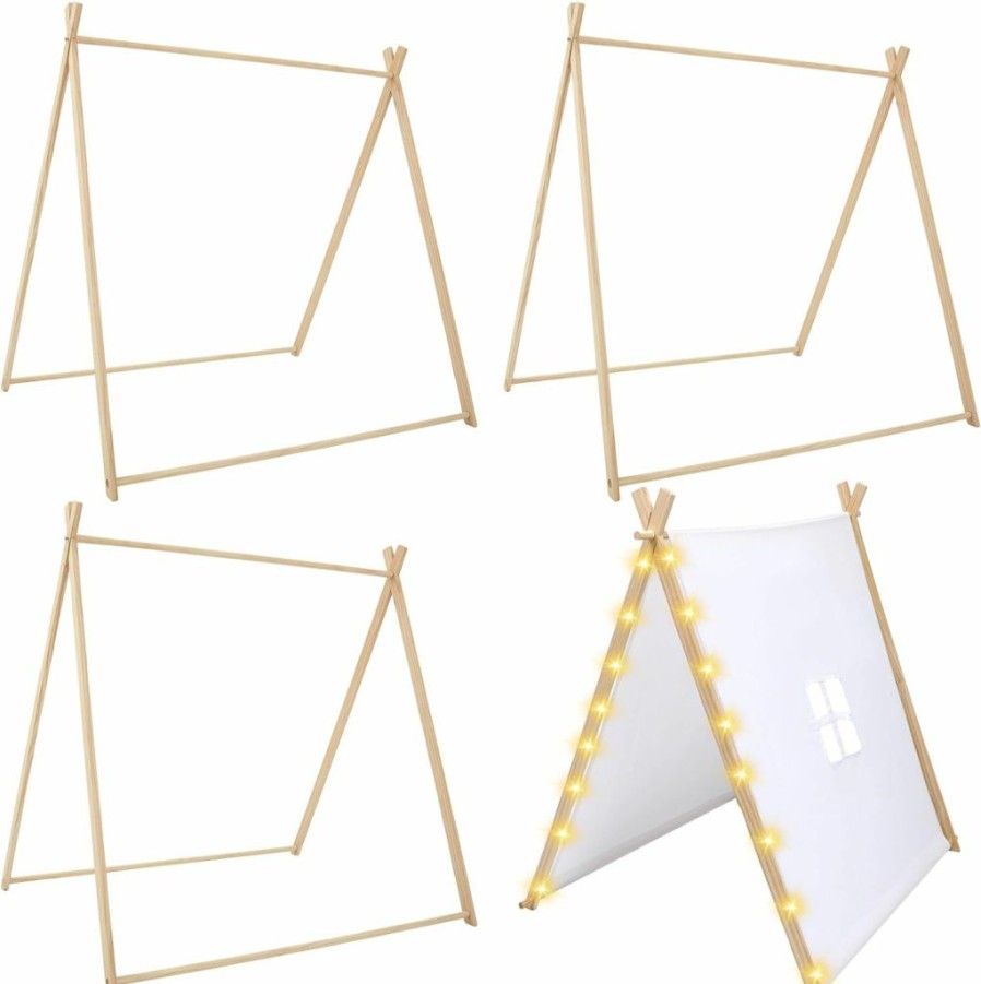 Windyun | Windyun 4 Sets Wooden Tent Frames A Frame Teepee Wood Tent Frames For Kids Indoor Outdoor Party Sleepover Play Room