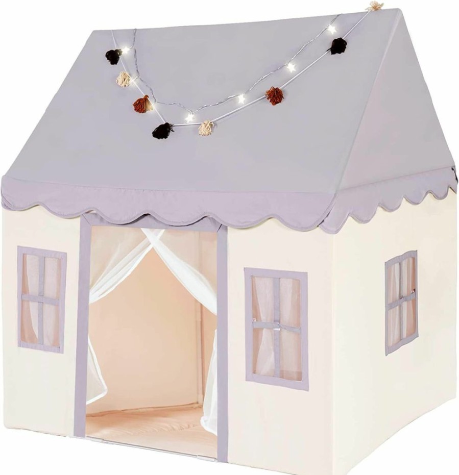 little dove | Large Kids Tent With Mat, Star Lights, Tissue Garland, Play Tent Indoor & Outdoor, Kids Play Tent For Girl & Boy Aged 3+, Kids Tent For Toddler, 52\" X35\" X 52\" Play House With Windows, Washable