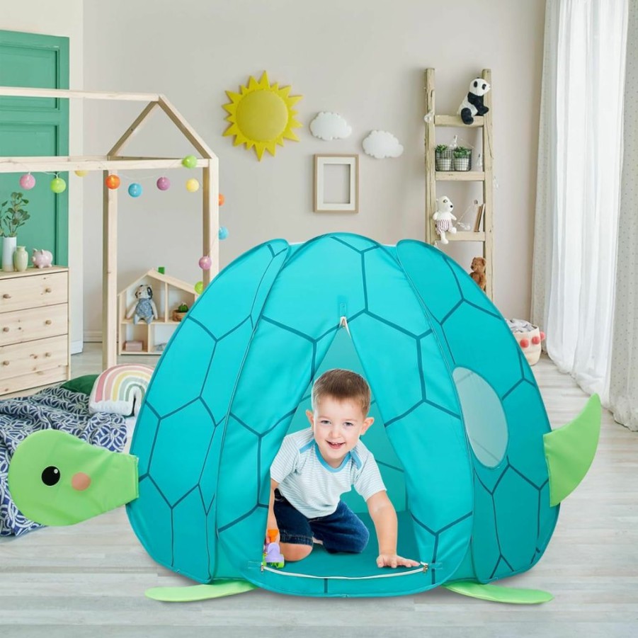 CRAWLBO | Crawlbo Kids Play Tent Pop Up Tent Turtles Automatic Setup Play House Tent For Girls And Boys Outdoor And Indoor Patent Pending(Turtle)