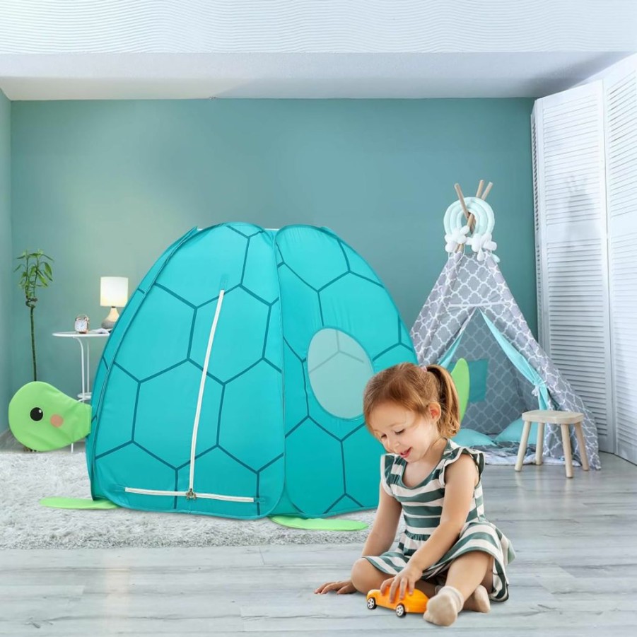 CRAWLBO | Crawlbo Kids Play Tent Pop Up Tent Turtles Automatic Setup Play House Tent For Girls And Boys Outdoor And Indoor Patent Pending(Turtle)