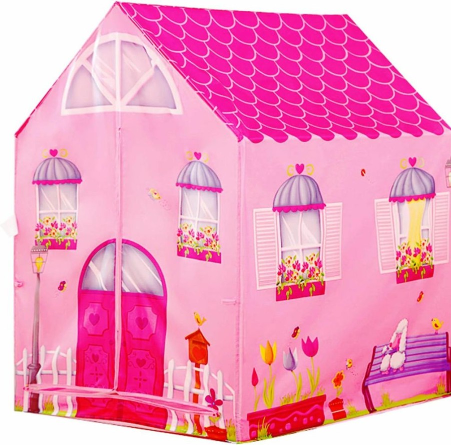 POCO DIVO | Poco Divo Flower House Princess Castle Girls City Garden Pink Palace Play Tent Kids Playhouse