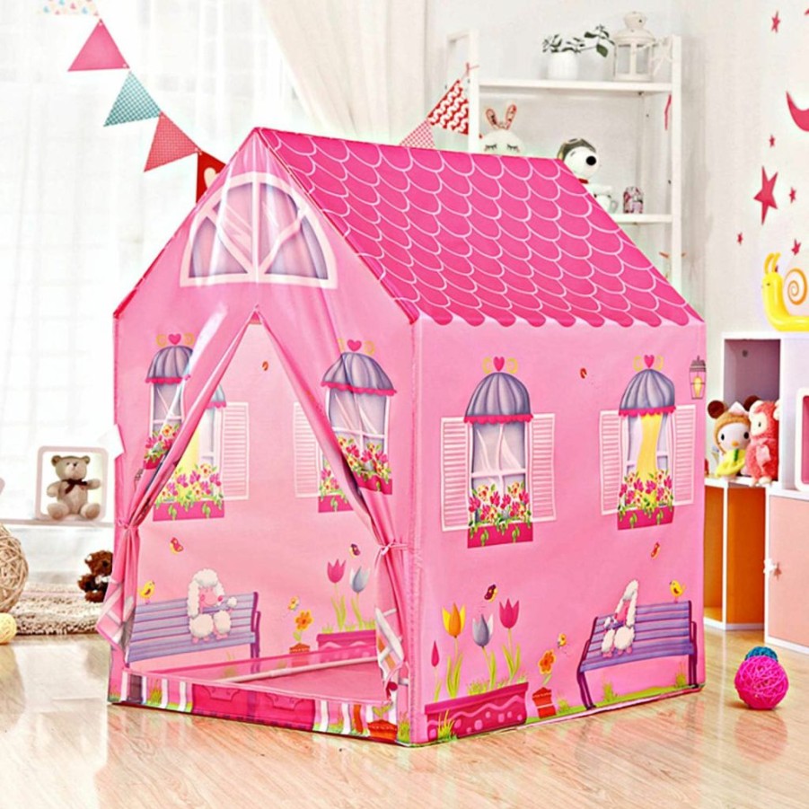 POCO DIVO | Poco Divo Flower House Princess Castle Girls City Garden Pink Palace Play Tent Kids Playhouse