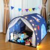 Berlune | Berlune Bed Tent Ocean Shark Kids Tent Portable Kids Play Tent Indoor Playhouse With Double Net Curtain Star String Light Carry Bag For Bedroom Decor Indoor Outdoor Games, 140 X 100 X 80 Cm, Blue