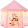 EVOIONOS | Evoionos Princess Tent For Girls, Kids Play Tent With Led Star Lights, Castle Playhouse For Children Indoor Outdoor Games, 55 X 53 Inches, Pink