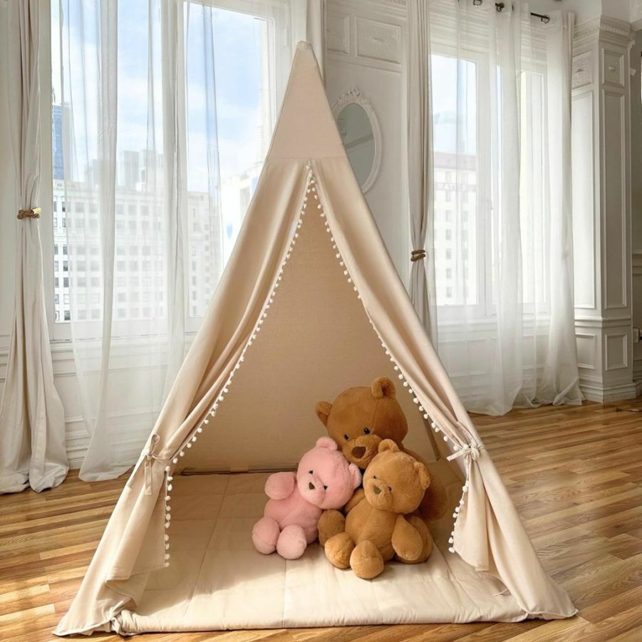 LiCosmo | Licosmo Extra Large Cotton Teepee Tent 55X55X70 With Carry Bag, 33Ft Battery Lights, Side Window, Inside And Outside Pockets, Kids Tent Indoor | Kids Play Tent, Cpsc Certified, Made In India With Love