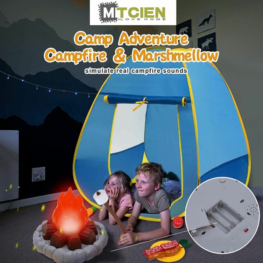 MITCIEN | Mitcien Kids Camping Play Tent With Toy Campfire/Marshmallow/Fruits Toys Play Tent Set For Boys Girls Indoor Outdoor Pretend-Play Game