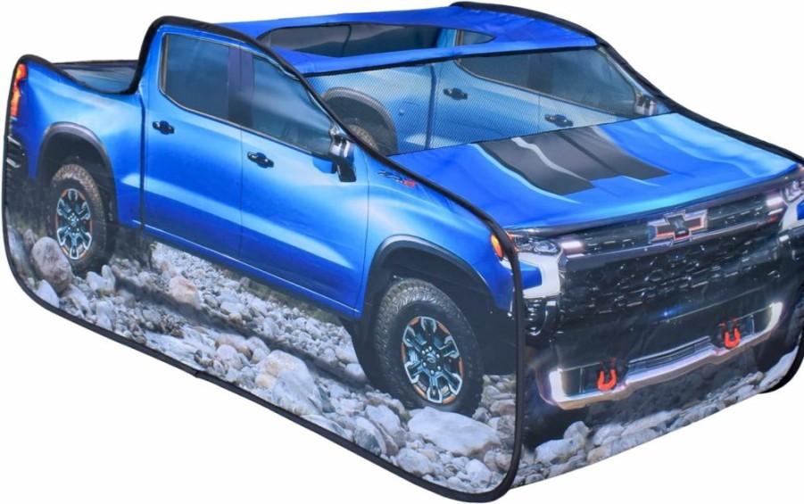 Sunny Days Entertainment | Sunny Days Entertainment Chevy Silverado Pop Up Tent | Large Off-Road Pickup Truck Play Tent For Kids, Blue