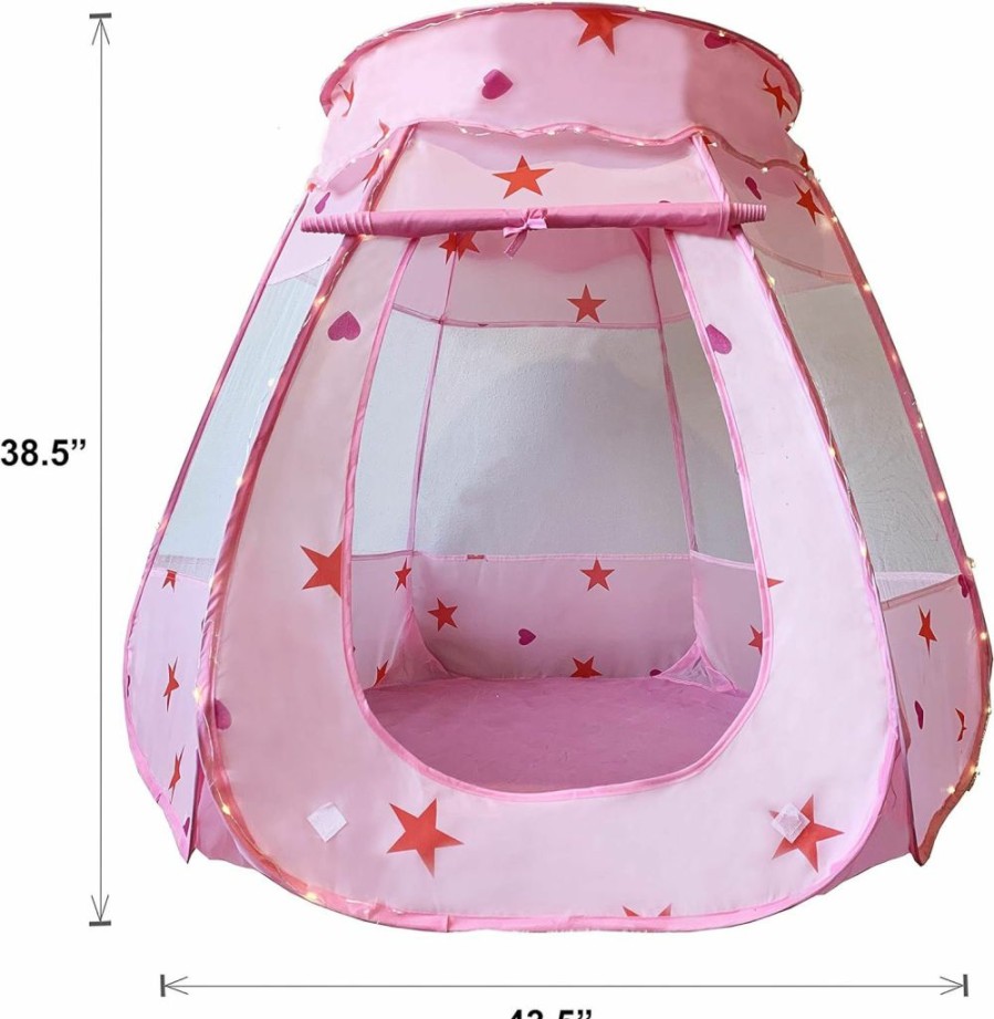 KingBee | Kingbee Pink Princess Pop Up Play Tent Ball Pit With Lights, Toys Gifts For Kids Girls Boys 3 4 5 6 Year Old, Baby And Toddler Will Love It. Easy Pop Up No Assembly Required, Indoor Outdoor Use (Blue)