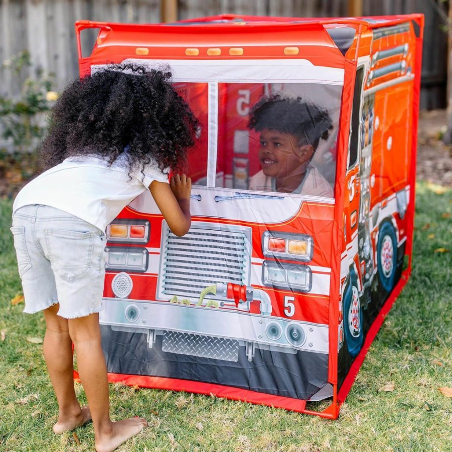 Melissa & Doug | Melissa & Doug Fire Truck Play Tent Role Play Firefighter Tent, Fire Truck Tent For Kids Ages 3+