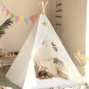 Sumbababy | Sumbababy Teepee Tent For Kids With Carry Case, Natural Canvas Teepee Play Tent, Toys For Girls/Boys Indoor & Outdoor Playing (White Teepee Tent)