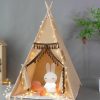 xiaowantong | Teepee Tent For Kids With Tassels - Foldable Play Tent With Carry Bag For Indoor Outdoor (Khaki)