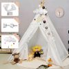 ZOCONE | Zocone Teepee Tent For Kids, Portable Cotton-Linen Kid Tent With Drawstring Bag/Star Lights, Teepee For Girls & Boys Indoor & Outdoor Play Tent Camping Tent (Pole Length 70.9")