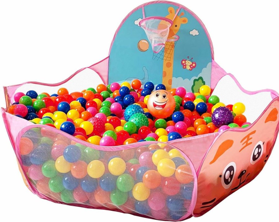 KingBee | Kingbee Ball Pit Pop Up Children Play Tent, Ocean Pool Baby Toddler Playpen With Basketball Hoop - Toys Gifts For Kids Girls Boys 3 4 5 6 Year Old - Balls Not Included (Blue)