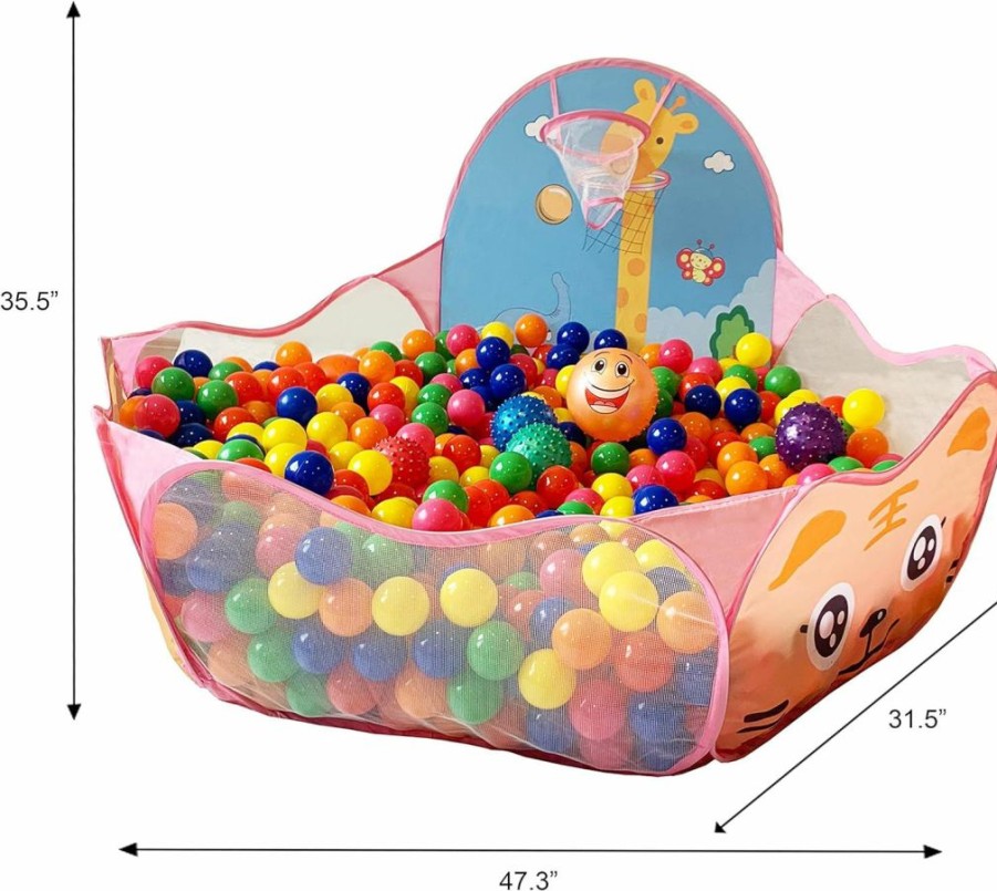 KingBee | Kingbee Ball Pit Pop Up Children Play Tent, Ocean Pool Baby Toddler Playpen With Basketball Hoop - Toys Gifts For Kids Girls Boys 3 4 5 6 Year Old - Balls Not Included (Blue)