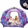 porayhut | Portable Hexagon Kids Play Tent With Led Strip Lights Indoor Children Play House Easy Set-Up Space Tent Dream Tent For Night.4-5 Person Large Tent & Birthday Gifts