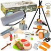 HELLOWOOD | Hellowood Wooden Camping Toys Set For Kids, 45 Pcs Camping Gears And Grill Bonfire Toys With Play Food & Storage Bag, Indoor Outdoor Pretend Play Set Gift For Boys Girls Age 3+