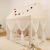 XIAOSHIHOU | Kids Play Tent Non-Slip Mat, Star Lights, Decorating Flag, Tassel Large Playhouse, Boho Style, Exquisite Lace Curtains, Indoor And Outdoor Play Tent For Kids, Girls, Neutral Color, 52\" X 35\" X 52\"