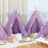 Windyun | Windyun 4 Pack Teepee Tents For Kids, Play Tipi Tent For Children Boys Girls, Indoor Outdoor Toddler Sleepover Tents Foldable Washable Cotton Canvas Playhouse For Slumber Party (Purple, Blue,63 Inch)