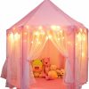 ORIAN | Orian Princess Castle Playhouse Tent For Girls With Led Star Lights Indoor & Outdoor Large Kids Play Tent For Imaginative Games Astm Certified, 230 Polyester Taffeta. Pink 55"X53".