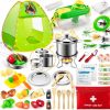 EFOSHM | Efoshm Kids Tent Set-With Pop-Up Tent 42Pcs - Stainless Steel Cooking Utensils And Fruit Toys - Kids Tent Indoor Toys Camping Tools Set For Kids - Toddler Toys 3 4 5 6+ Years