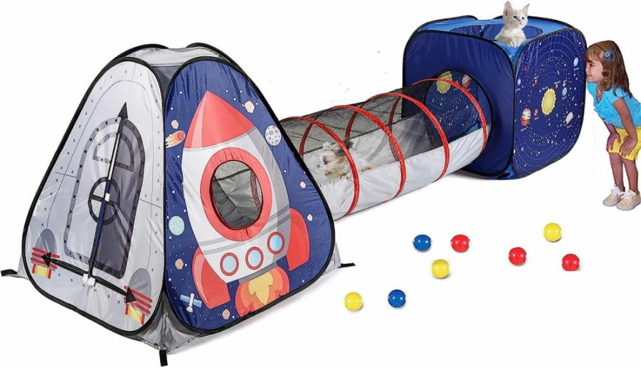 UTEX | Utex 3Pc Space Astronaut Pop Up Play Tents With Tunnels For Kids, Boys, Girls, Babies And Toddlers, Indoor/Outdoor Playhouse Stem Inspired Design W/Solar System & Planet