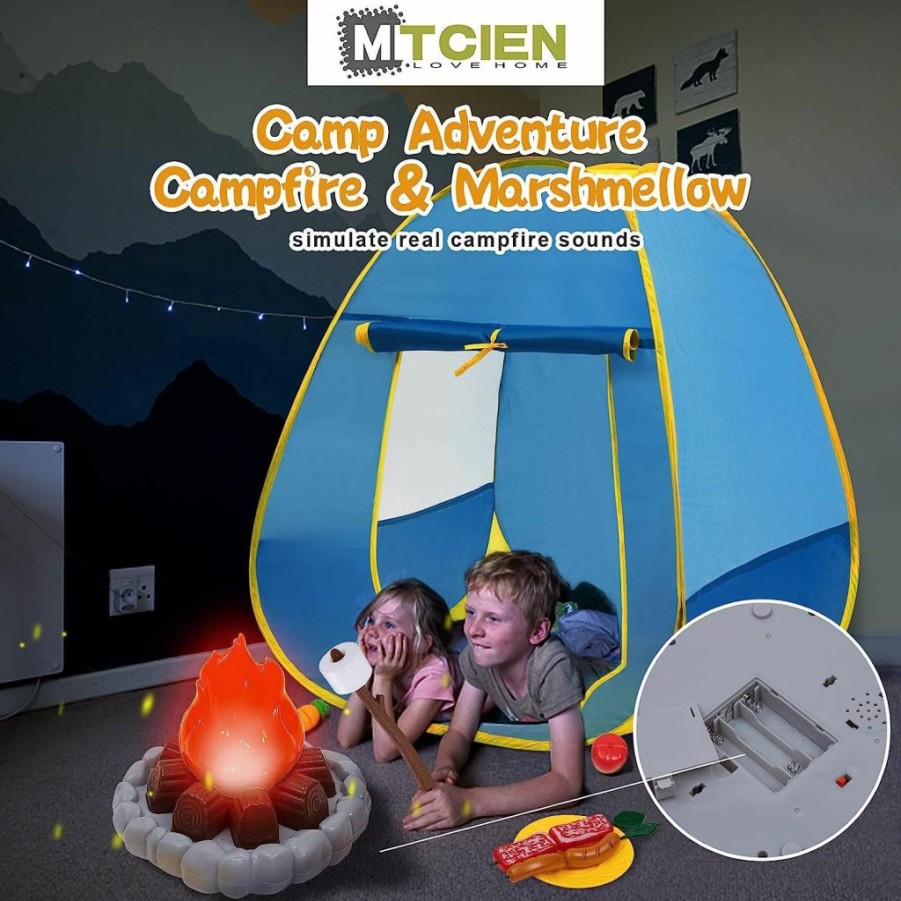 MITCIEN | Mitcien Kids Camping Gear Set With Play Tent Pretend Campfire Fruits Marshmallow Toys Camping Toys Toddlers Boys Girls Indoor Outdoor Explore Adventure Toys