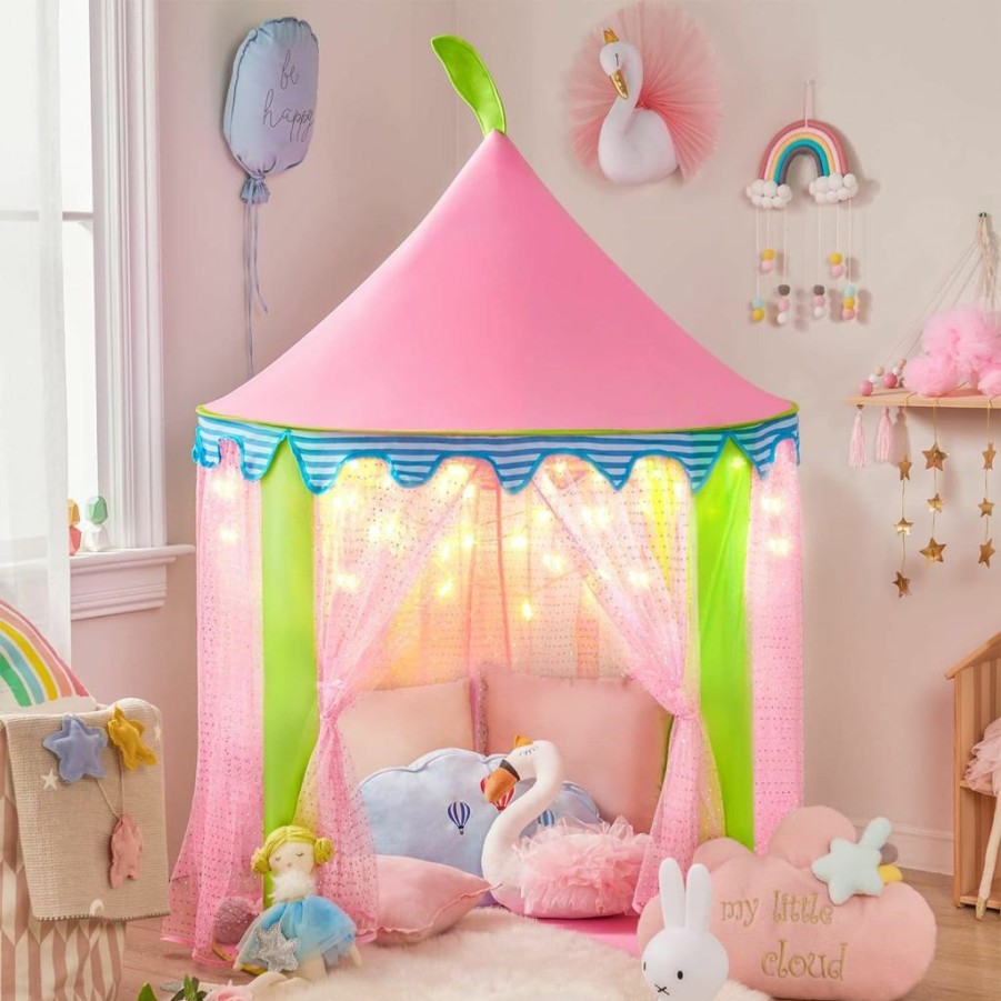 Tiny Land | Tiny Land Princess-Tent With Star Lights & Carry Case, Pop Up Play-Tent, Princess Castle Indoor Playhouse, Foldable Kids Play Tent Outdoor, Toddler-Tent For Girls