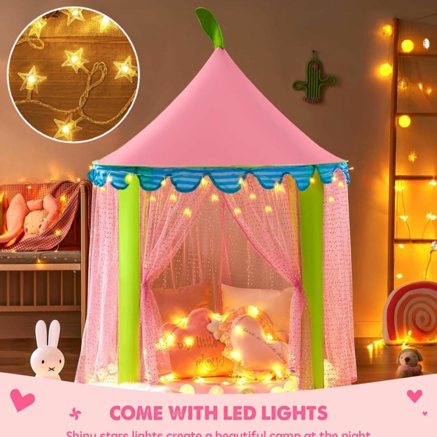 Tiny Land | Tiny Land Princess-Tent With Star Lights & Carry Case, Pop Up Play-Tent, Princess Castle Indoor Playhouse, Foldable Kids Play Tent Outdoor, Toddler-Tent For Girls